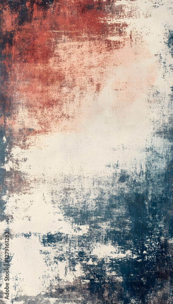 Abstract painting showing textured blend of reds and blues Abstract painting showing textured blend of reds and blues