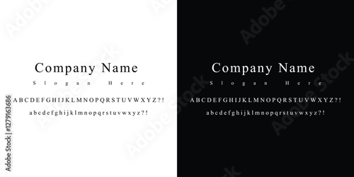 Elegant Serif Font Vector Template for Branding and Logo Design – Classic Typography for Business Name and Slogan in Black and White