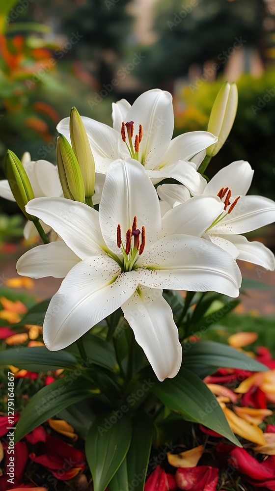 Obraz premium White lilies garden bloom petals