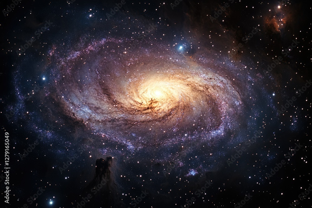 A stunning spiral galaxy swirls in the vast expanse of space, filled with countless stars and cosmic dust. A stunning spiral galaxy swirls in the vast expanse of space, filled with countless stars and cosmic dust.