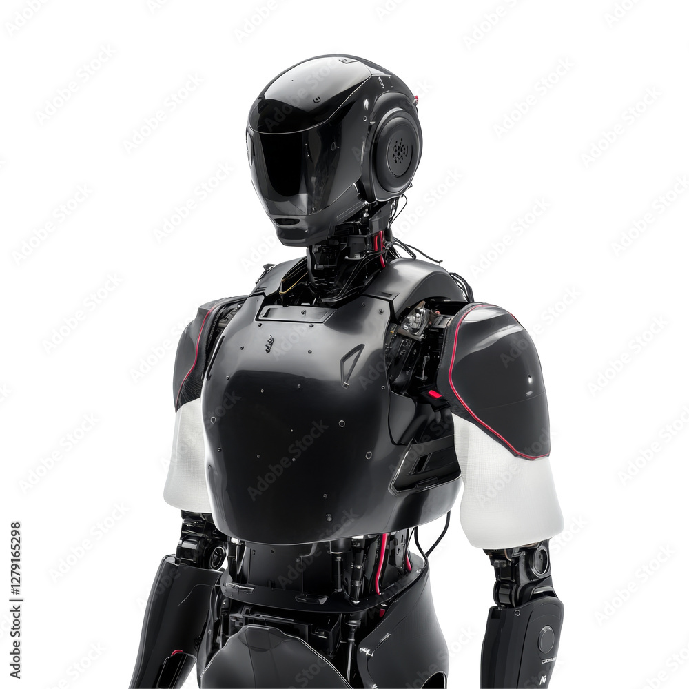 Futuristic black and white robot with advanced technology and sleek design Futuristic black and white robot with advanced technology and sleek design