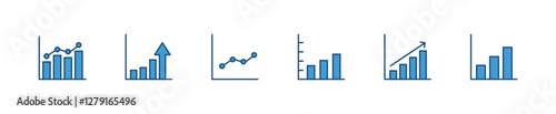 Growth icon set. Containing performance, gain, improvement, grow, chart, increase, development icons. Solid icon collection.