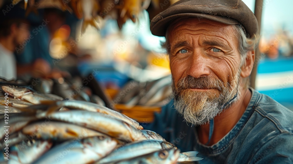 Portrait of an elderly fisherman with a catch, a great choice for fishing blogs, cooking recipes or marine life articles. Portrait of an elderly fisherman with a catch, a great choice for fishing blogs, cooking recipes or marine life articles.
