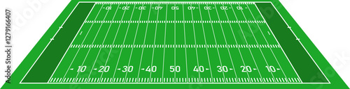 American Football Field Strategy Diagram - Top View Vector Clipart Illustration. Green American Football Field Layout with Strategy Markings - Vector Top View.