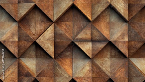 Wallpaper Mural A seamless pattern of geometric wood panels, each diamond-shaped with intricate details and shading Torontodigital.ca