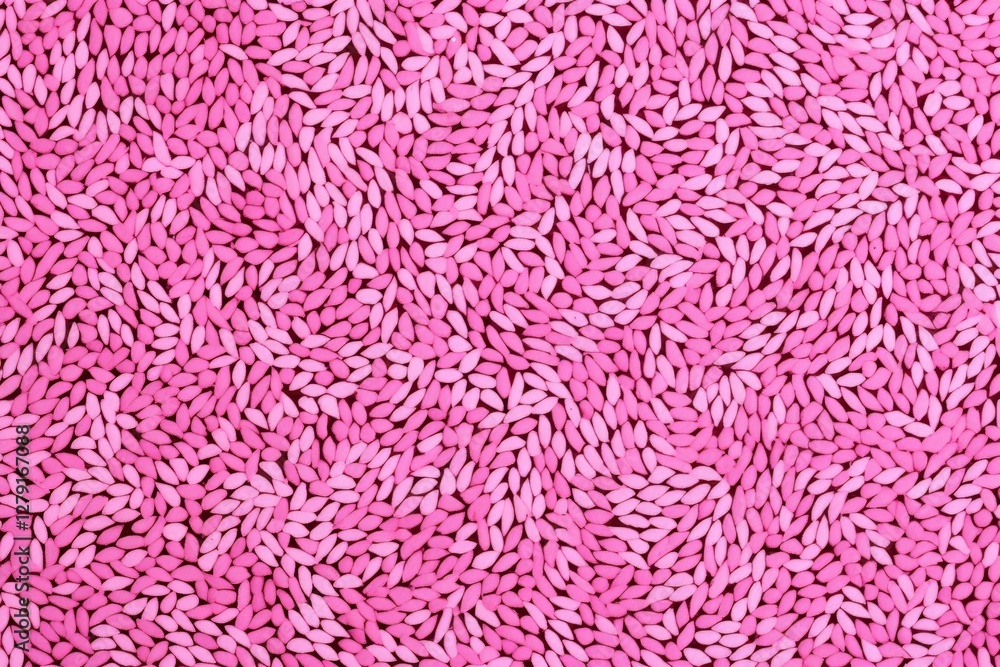 Pink rice grains scattered on background with copy space. Natural food pattern texture made of dyed rice. Abstract design backdrop for culinary and cooking concept Pink rice grains scattered on background with copy space. Natural food pattern texture made of dyed rice. Abstract design backdrop for culinary and cooking concept