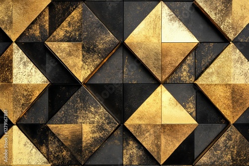 Wallpaper Mural Geometric background with metallic gold foil texture, seamless repeating design Torontodigital.ca