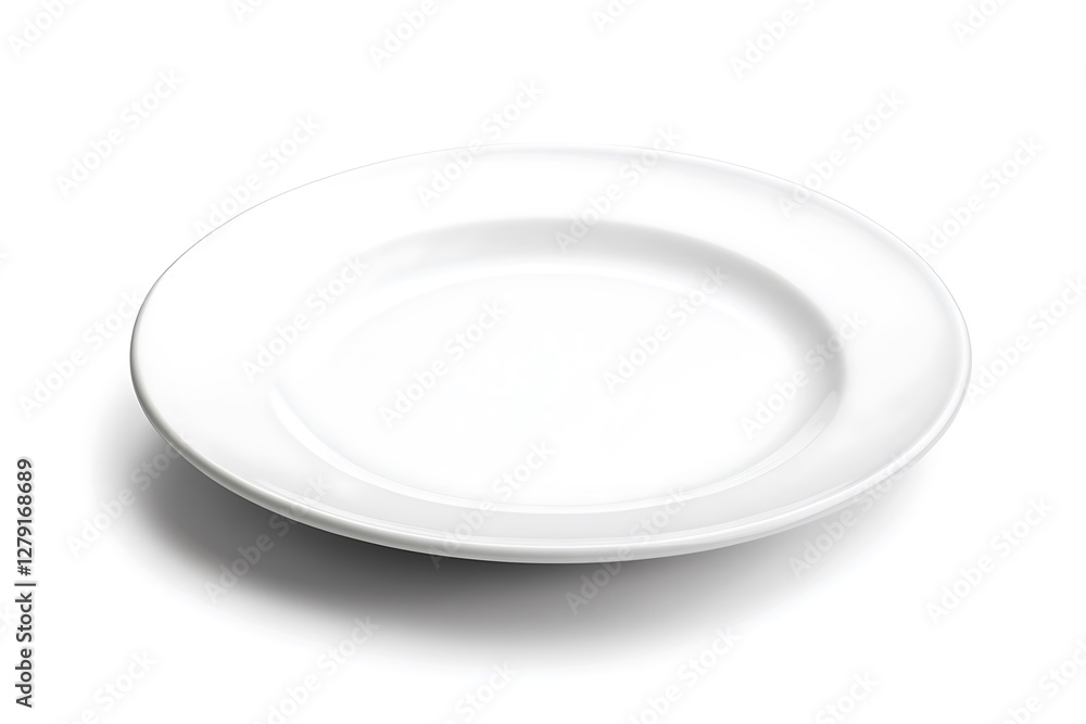 High-angle shot of an empty, pristine white plate. High-angle shot of an empty, pristine white plate.