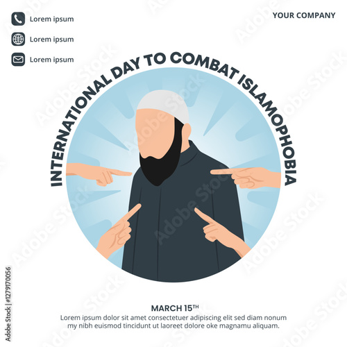 International Day To Combat Islamophobia design with Islamophobia illustration