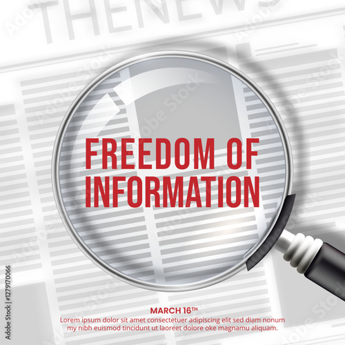 Freedom Of Information Day design with a newspaper and magnifier