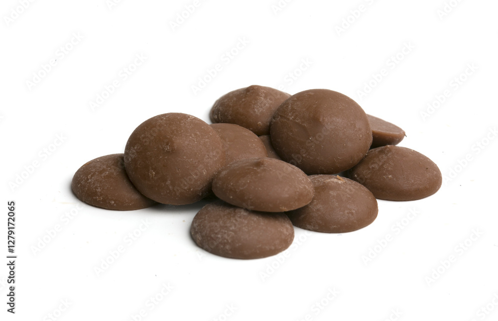Fototapeta premium milk chocolate drops on white background