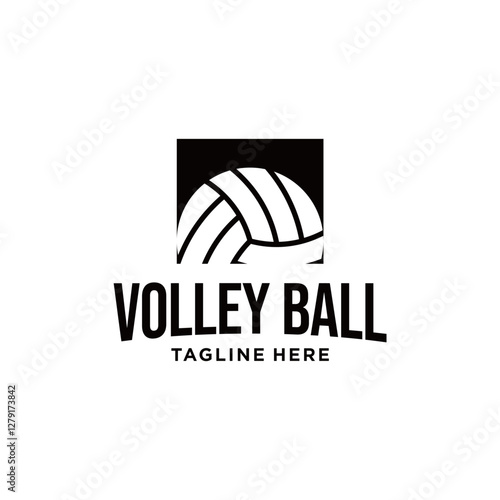Volleyball club badge design. Vector illustration. For college league sport club emblem, sign, logo