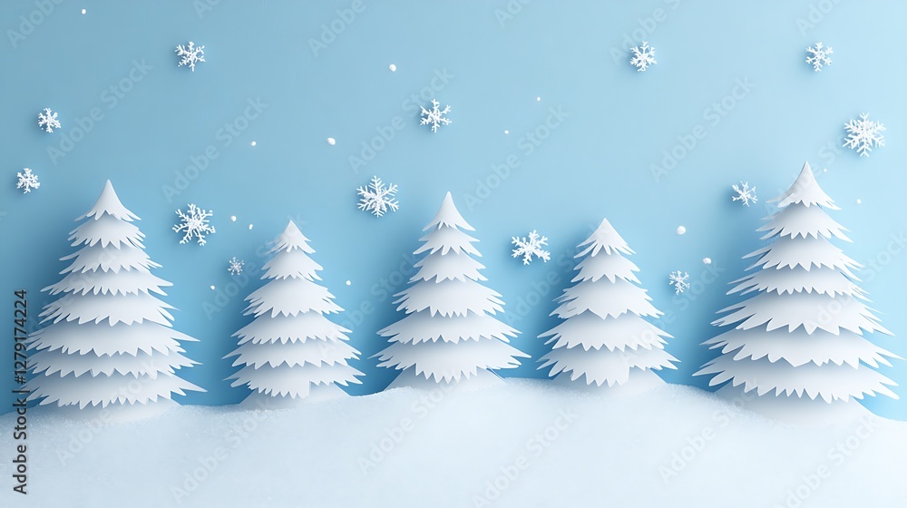 Obraz premium Winter trees snow scene holiday card