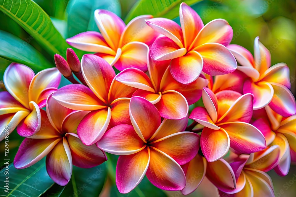 Frangipani Flowers - Beautiful Close-Up with Copy Space Frangipani Flowers - Beautiful Close-Up with Copy Space