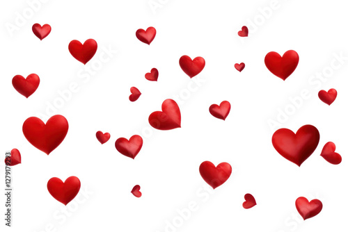 PNG  Red hearts floating white background