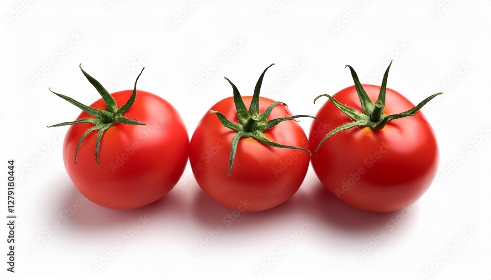 Fresh Whole Tomatoes Isolated on White Background: Natural, Organic, and Healthy Ingredient for Salads and Seasonal Dishes Fresh Whole Tomatoes Isolated on White Background: Natural, Organic, and Healthy Ingredient for Salads and Seasonal Dishes