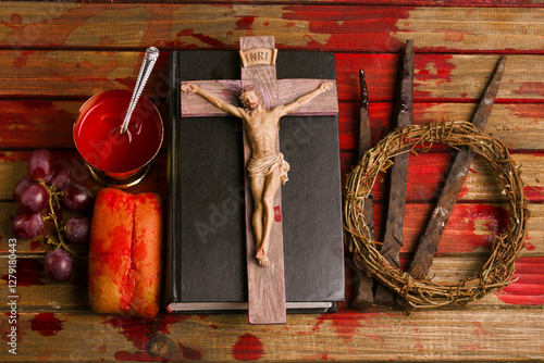 Bilde på lerret bible and cross of jesus christ