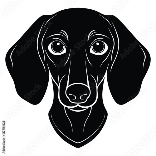 Dachshund Dog Head Silhouette isolated on a white background. Dachshund Dog Silhouette Vector. Dachshund Silhouette