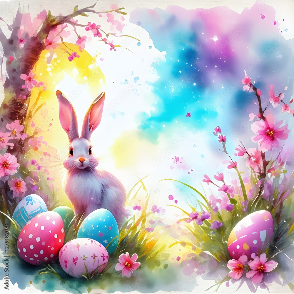 Obraz premium Easter bunny with easter eggs.