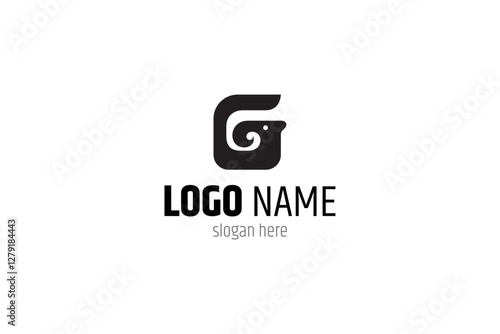 G letter logo with goat combination in flat design style