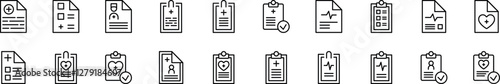 Doctor Prescription Collection of Thin Icons. Editable Stroke. Perfect for Web Sites, Books, Cards, Apps