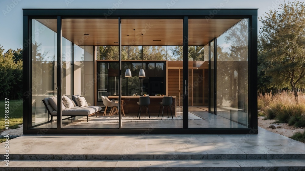A Minimalist Smart Home in a Modern Glass Cube Generative AI A Minimalist Smart Home in a Modern Glass Cube Generative AI