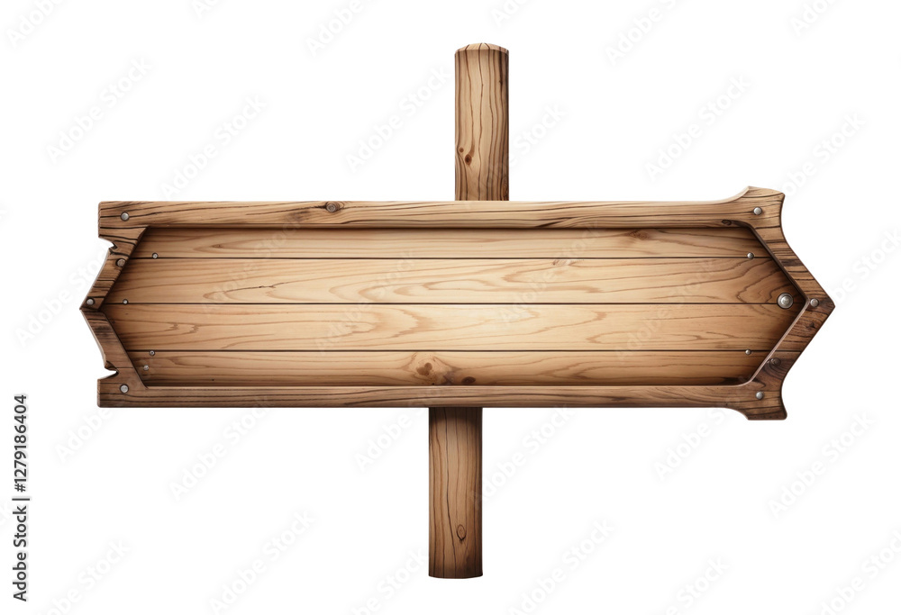 Wooden directional sign with an empty space for text, cut out