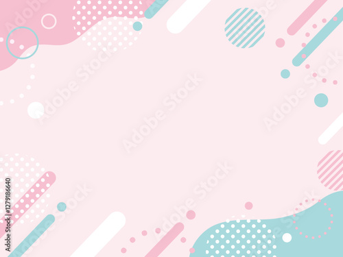 春　ピンクと水色のポップ なバナー背景