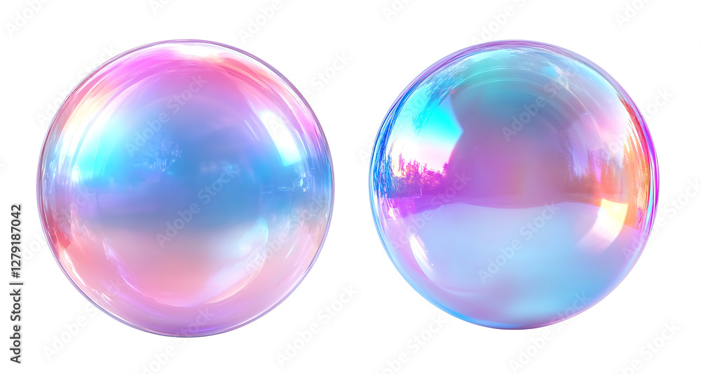Vibrant 3D bubbles with smooth iridescent surfaces, bright holographic colors and modern round designs. PNG Vibrant 3D bubbles with smooth iridescent surfaces, bright holographic colors and modern round designs. PNG