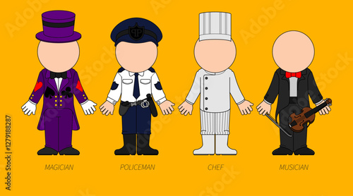 Professions Uniforms: Magician, Policeman, Chef, Musician