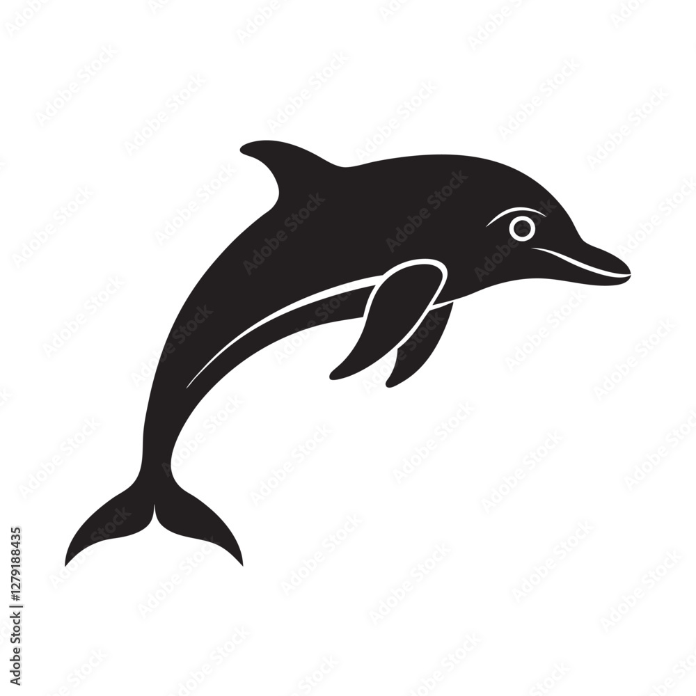 Fototapeta premium Elegant dolphin silhouette the oceanic art and marine life design assets