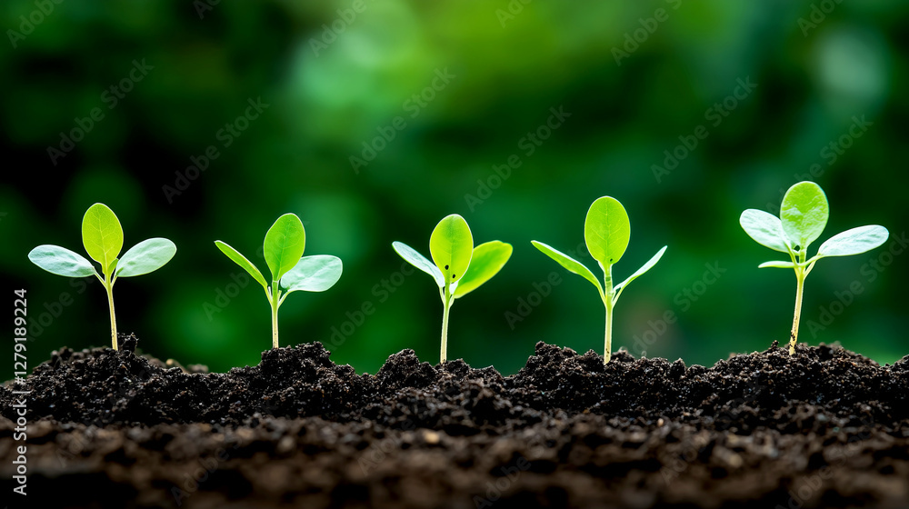 Growing green seedling development in nature's garden Growing green seedling development in nature's garden