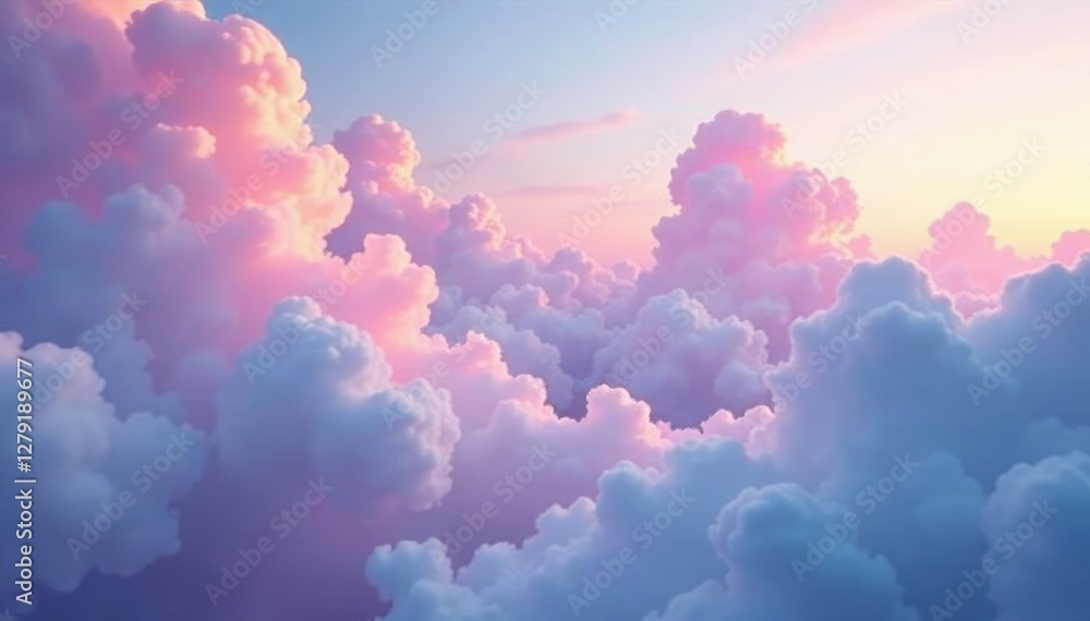 Ethereal clouds float gently above a kaleidoscope of color-filled skies with soft pink and blue undertones, kaleidoscope, fill Ethereal clouds float gently above a kaleidoscope of color-filled skies with soft pink and blue undertones, kaleidoscope, fill