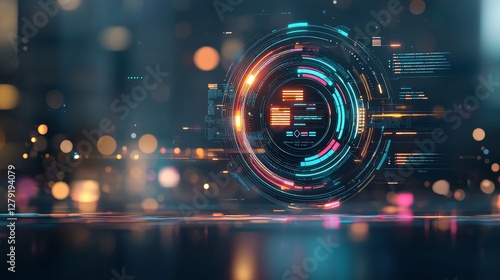 Dynamic data visualization event futuristic digital interface high-tech environment close-up viewpoint concept of data interaction for enhanced user experience