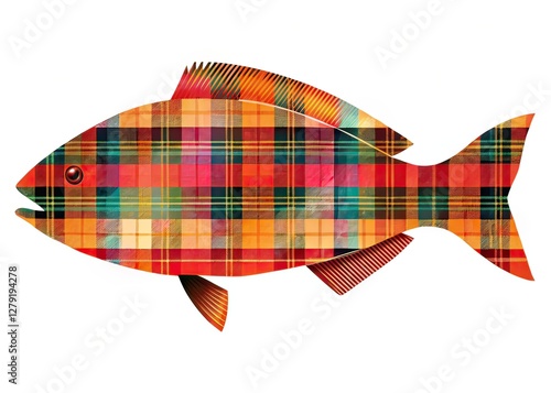 Fish Silhouette Plaid Pattern Depth Documentary Photography AI Art