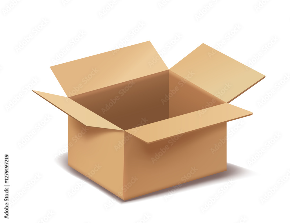 Open cardboard box on white background. Vector illustration Open cardboard box on white background. Vector illustration