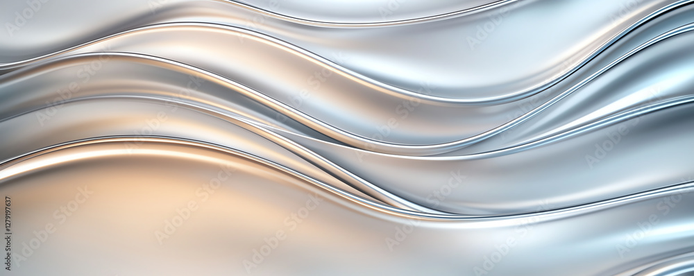 Sleek metallic silver waves create smooth, flowing texture with gradient effect. design evokes sense of modern elegance and sophistication Sleek metallic silver waves create smooth, flowing texture with gradient effect. design evokes sense of modern elegance and sophistication