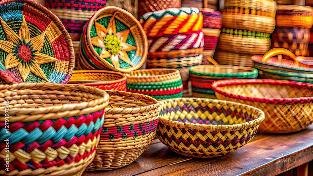 Handmade Weaver Baskets for Sale - Macro Closeup Handmade Weaver Baskets for Sale - Macro Closeup