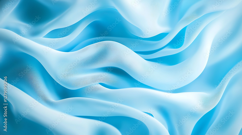 Obraz premium Soft, flowing fabric in shades of blue creates serene and calming atmosphere. gentle waves and textures evoke sense of tranquility and elegance