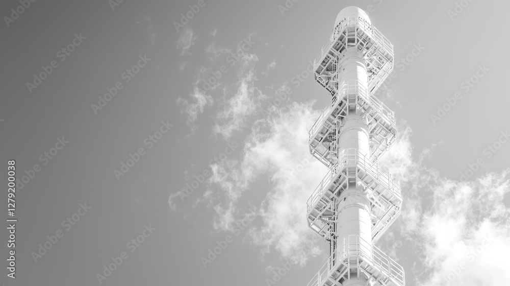 Obraz premium Industrial tower against cloudy sky; safety; energy; infrastructure; website banner