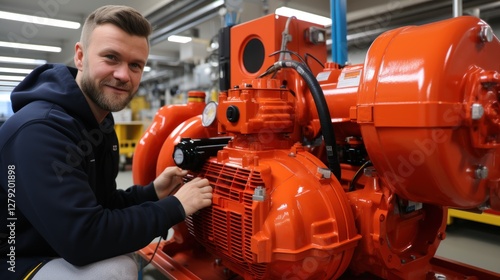 Technician Inspecting Industrial Machinery