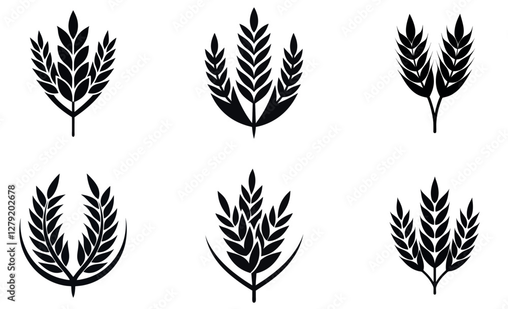 Black and White Wheat Ear Icons design Black and White Wheat Ear Icons design