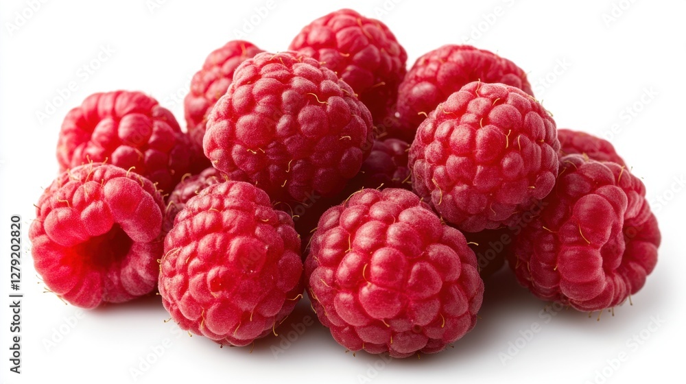 Close up view of a pile of ripe red berries against a plain white background. The berries are plump and juicy, with a slightly textured surface. The Close up view of a pile of ripe red berries against a plain white background. The berries are plump and juicy, with a slightly textured surface. The