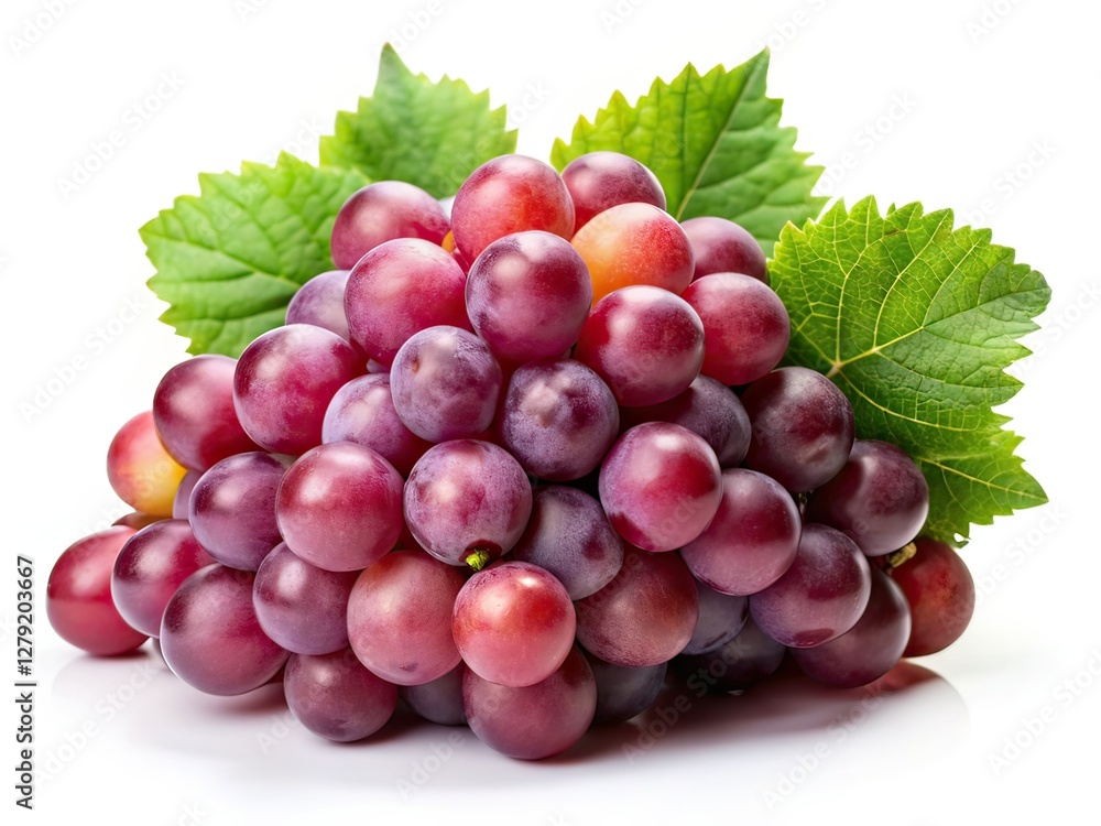 Fototapeta premium Isabela Grapes Isolated on White Background - Rule of Thirds Photography