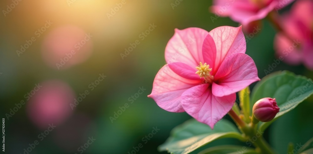 Pink begonia flowers swaying gently in the breeze, blossoms, gentle Pink begonia flowers swaying gently in the breeze, blossoms, gentle