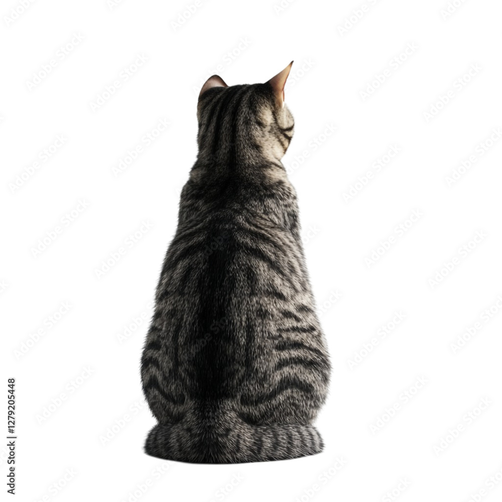 Fototapeta premium Gray tabby cat sitting quietly observing its surroundings a peaceful moment