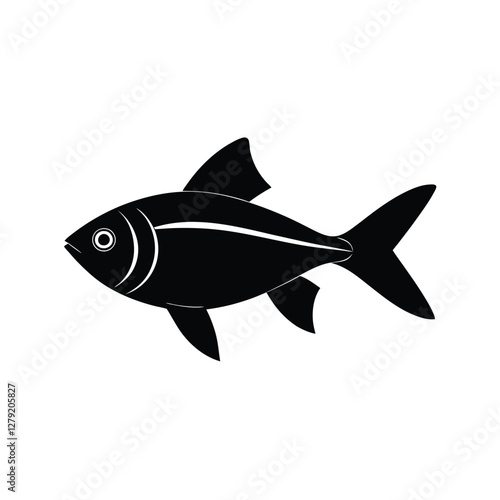 Ember Tetra Silhouette Vector Art and Black Color Design for Ember Tetra Fish