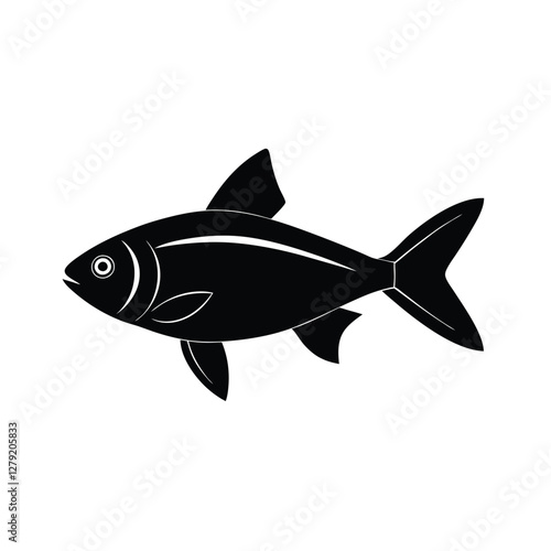 Ember Tetra Silhouette Vector Art and Black Color Design for Ember Tetra Fish