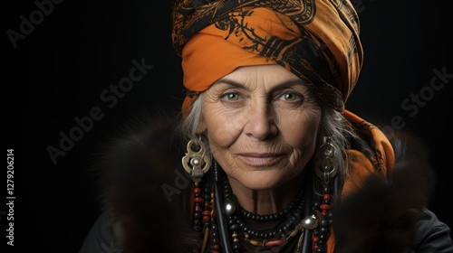 Portrait of a Woman in an Orange Turban