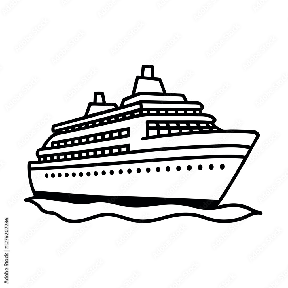 Customizable Cruise Ship Line Art for Events Customizable Cruise Ship Line Art for Events
